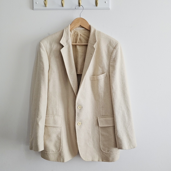 VTG Yugoslavia Kuppenheimer Two Button Sport Coat Cream Lined Blazer Men 44R - Picture 1 of 16
